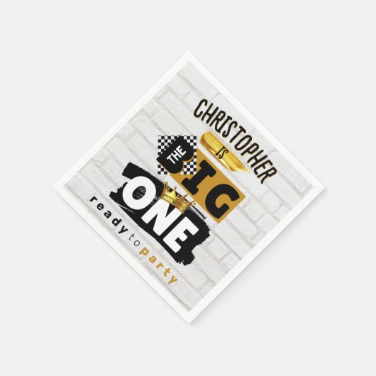 De BIG One| Retro 90's Hip Hop 1st verjaardag Servet (Hoek)