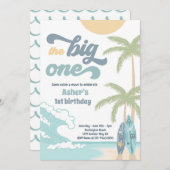 De Big One Retro Surf 1e verjaardag Kaart (Voorkant / Achterkant)