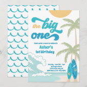 De Big One Retro Surf 1e verjaardag Kaart (Voorkant / Achterkant)