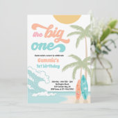 De Big One Retro Surf 1e verjaardag Kaart (Staand voorkant)