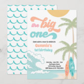 De Big One Retro Surf 1e verjaardag Kaart (Voorkant / Achterkant)