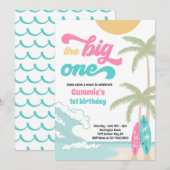 De Big One Retro Surf 1e verjaardag Kaart (Voorkant / Achterkant)