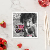 De BIG One| Roze 90's Hip Hop 1st Birthday Foto Servet (Insitu)