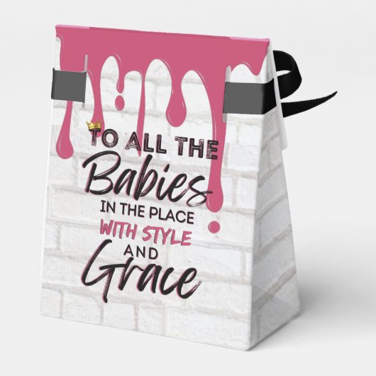 De BIG One| Roze 90's Hip Hop 1st verjaardag Bedankdoosjes (Achterkant)