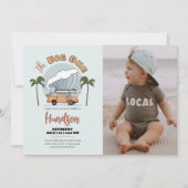 De Big One Surf Birthday Invitation Photo Card Kaart (Voorkant)