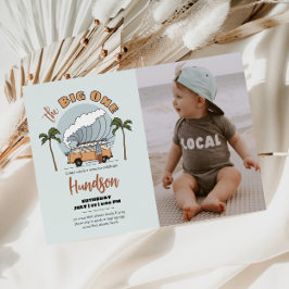De Big One Surf Birthday Invitation Photo Card Kaart