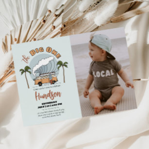 De Big One Surf Birthday Invitation Photo Card Kaart