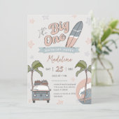 De Big One Surf First Birthday Invitation Kaart (Staand voorkant)