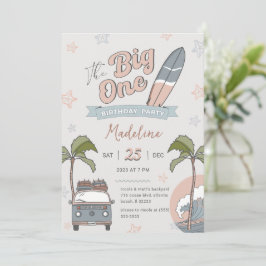 De Big One Surf First Birthday Invitation Kaart