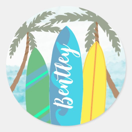 De Big One Surfboard Cupcake Topper Sticker (Voorkant)
