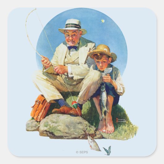 De Big One vangen Vierkante Sticker (Voorkant)