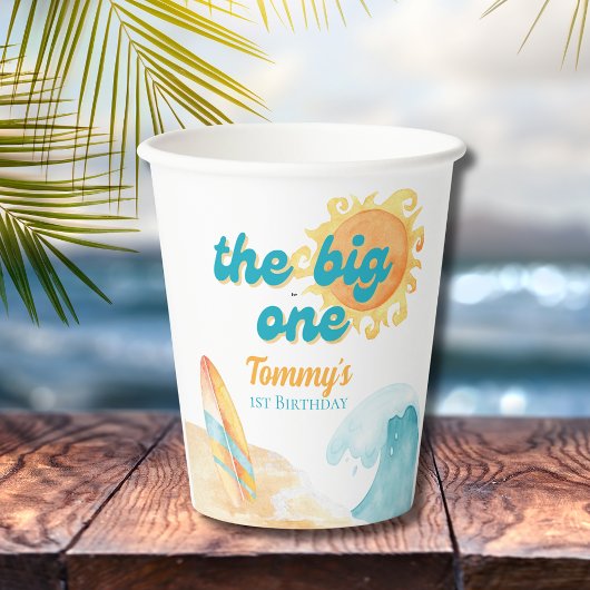 De Big One Waterverf Surfboard 1e verjaardag Papieren Bekers