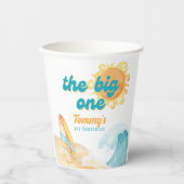 De Big One Waterverf Surfboard 1e verjaardag Papieren Bekers (Voorkant)