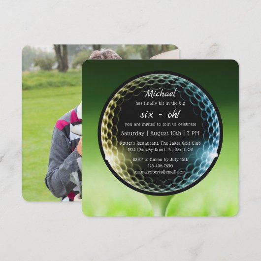 De Big Six-Oh Golf 60th Birthday Party QR Code Kaart (Voorkant / Achterkant)