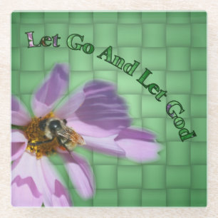 De bij op Bloem liet het Inspirerend van de God Glazen Onderzetter