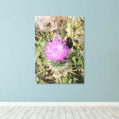 De bij op de paarse dikke. canvas afdruk (Insitu (Houten vloer))