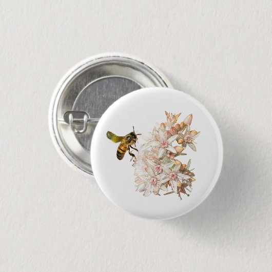 De bij, ronde button 3,2 cm (Voorkant /achterkant)