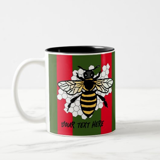 De bij tweekleurige koffiemok (Links)