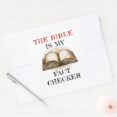 De bijbel is Mijn Feit Checker: Christelijke trouw Vierkante Sticker (Envelop)