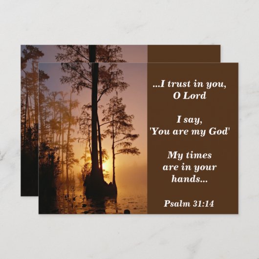 De Bijbel Verse Psalm 31:14 Mijn Tijden zijn in uw Briefkaart (Voorkant / Achterkant)