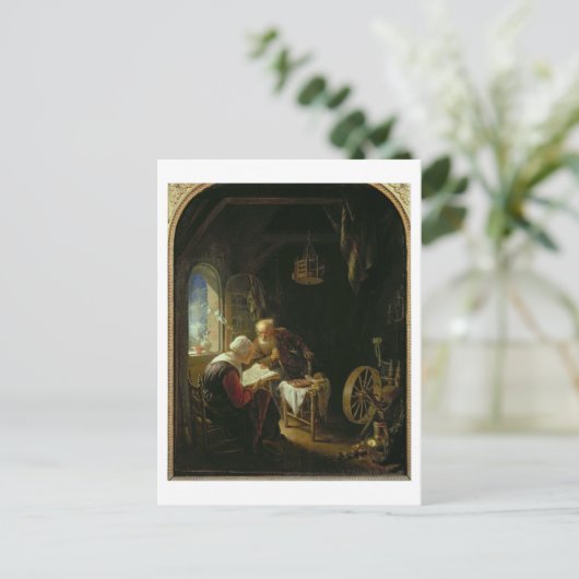 De Bijbelles of Anne en Tobias (olie op het paneel Briefkaart (Staand voorkant)