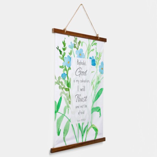 De bijbelscriptie isaiah 12 is vertrouwen en is ni hangend wandkleed (Gebogen)