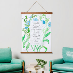 De bijbelscriptie isaiah 12 is vertrouwen en is ni hangend wandkleed