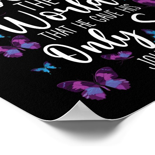 De bijbelverse God hield zo van de wereld die hij  Poster (Hoek)