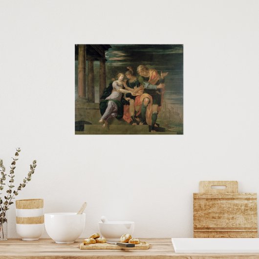 De bijeenkomst van Theagenes en Chariclea Poster (Keuken)