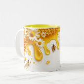 "De bijen hebben het" tweekleurige keramische Mok (Voorkant links)