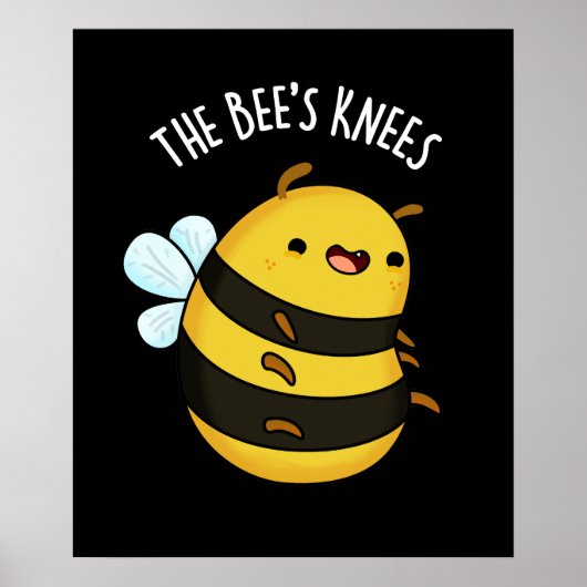 De bijen Knees Funny Bumble Bee Pun Dark BG Poster (Voorkant)