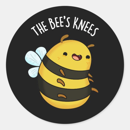 De bijen Knees Funny Bumble Bee Pun Dark BG Ronde Sticker (Voorkant)