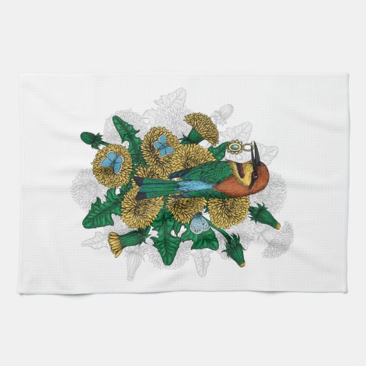 De bijeneter met de gouden hanger theedoek (Horizontaal)