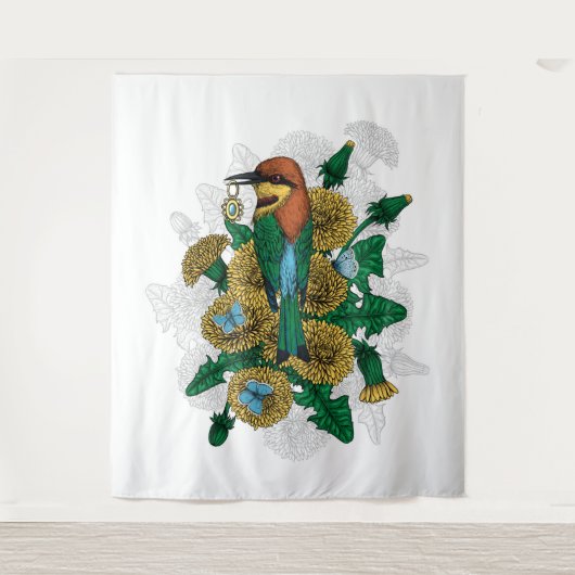 De bijeneter met de gouden hanger wandkleed (Voorkant)
