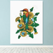 De bijeneter met het gouden hangertje canvas afdruk (Insitu (Houten vloer))