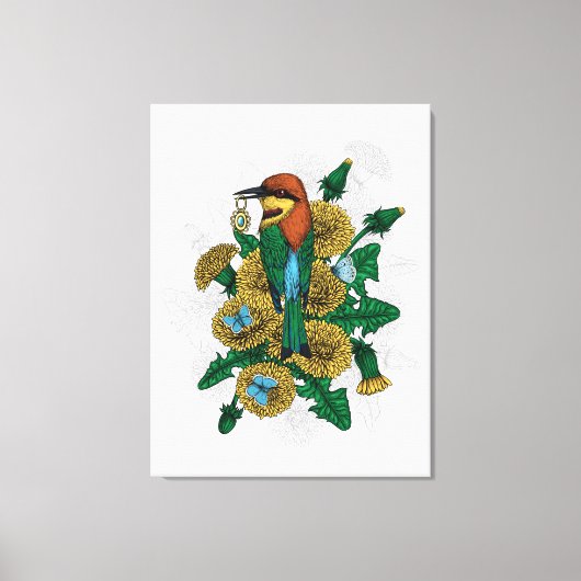 De bijeneter met het gouden hangertje canvas afdruk (Voorkant)
