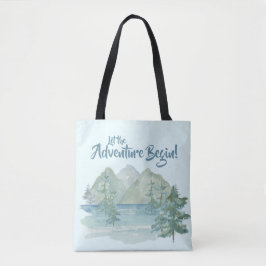 De bijtende bergen laten het avontuur Blauw beginn Tote Bag