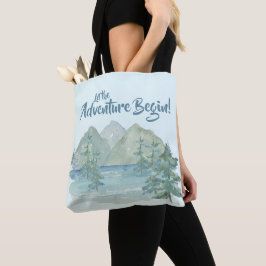 De bijtende bergen laten het avontuur Blauw beginn Tote Bag