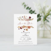 De bijtende Botanische Herfst bewaart de datum Aankondigingskaart (Staand voorkant)