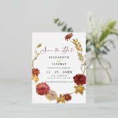 De bijtende Botanische Herfst bewaart de datum Folie Uitnodiging Briefkaart (Staand Voorkant)