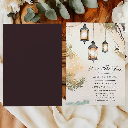 De bijtende botanische lantaarns bewaren de datum save the date