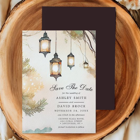 De bijtende botanische lantaarns bewaren de datum save the date