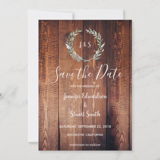 De bijtende botanische waterverf laat de datum ops save the date (Voorkant)