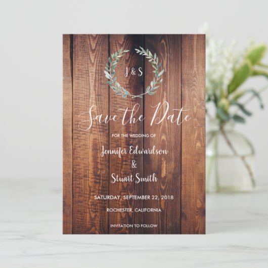 De bijtende botanische waterverf laat de datum ops save the date (Staand voorkant)