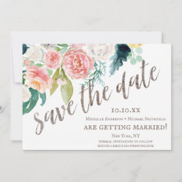 De bijtende Waterverf Floral Wood sparen de Datum Save The Date