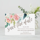 De bijtende Waterverf Floral Wood sparen de Datum Save The Date (Staand voorkant)