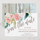De bijtende Waterverf Floral Wood sparen de Datum Save The Date (Voorkant / Achterkant)