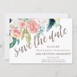 De bijtende Waterverf Floral Wood sparen de Datum Save The Date