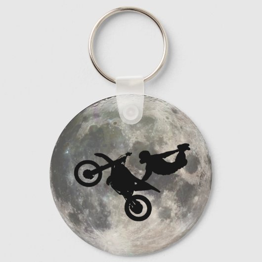 De bike springt over de maan sleutelhanger (Voorkant)