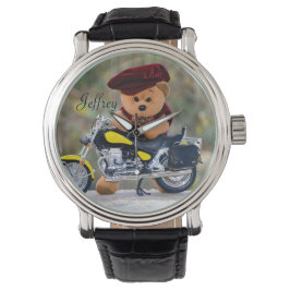 De Biker's Teddy - met jouw naam - Horloge